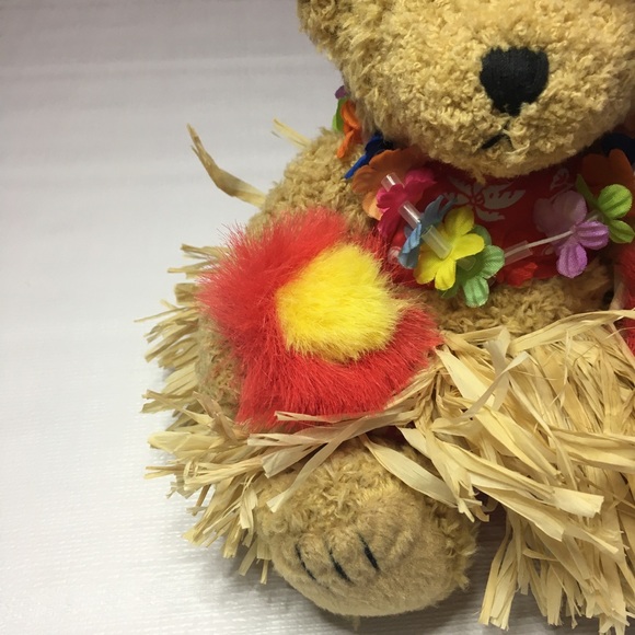 Hawaiian Collectibles Hula Girl Bear Passport Grass Skirt Plush w/Tag 2003 - Picture 4 of 12